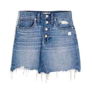NWT Madewell Rigid Denim A-Line Mini Skirt in Hughes Wash Button-Front size 27